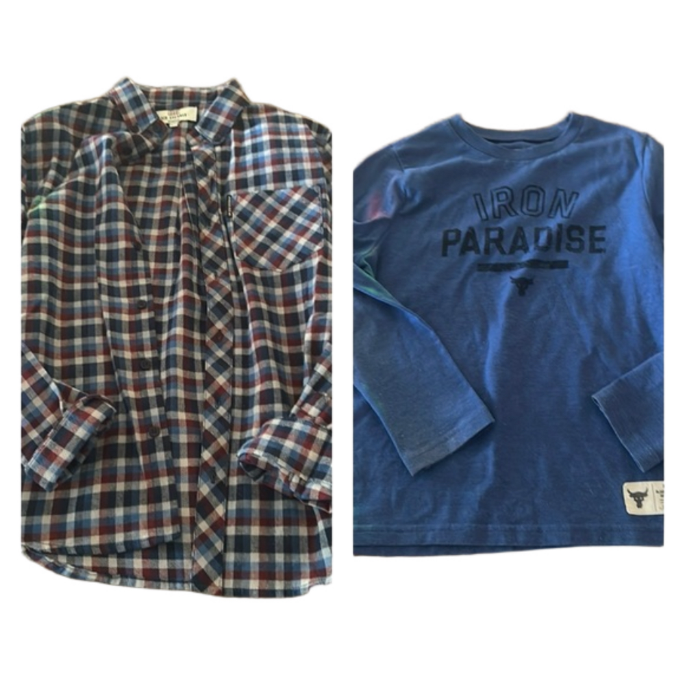 Under armour iron paradise long sleeve top and Ben Sherman plaid top size 10 boy